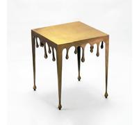 WOHNLING Table d'appoint Or 45,5cm Aluminium Table Carrée - Table d'appoint Design Alu Moderne Gouttes - Table de Salon Métal Gouttes - Table en métal Table décorative Table Basse Faite à la Main