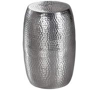 WOHNLING Table d'Appoint Ronde 30x30x49,5 cm Alu Argentée, Table Décorative | table d'appoint orientale finition martelée, table d'appoint métal, fait main, chaque pièce est unique, jusqu'à 15 kg