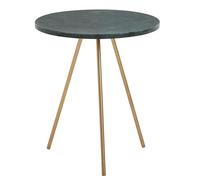 WOHNLING Table d'Appoint Ronde 38x38x44 cm Marbre Blanche Métal Dorée | table d'appoint avec plateau en pierre naturelle véritable, bout de canapé moderne, table d'appoint fait main, pièce unique