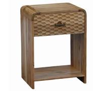 WOHNLING Table de Chevet 40 x 29,5 x 54 cm Bois de manguier Massif Marron | petite commode de chevet avec tiroir, table de nuit compacte avec compartiment ouvert, console de chevet en bois