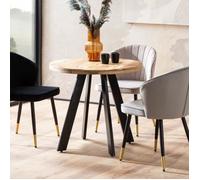 WOHNLING Table de Salle à Manger 80 cm Bois Massif Métal Ronde Petite Cuisine