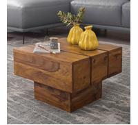 WOHNLING tableau Sheesham table basse en bois 44 x 44 x 30 cm table basse solide carré cube large