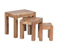 WOHNLING tables de nidification table de table basse 3 pièces Acacia côté bois massif NEW
