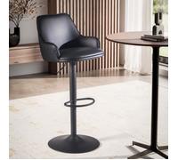 WOHNLING Tabouret de Bar Moderne Similicuir Chaise Fauteuil de Comptoir Noir