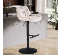 WOHNLING Tabouret de Bar Moderne Velours Chaise Fauteuil de Comptoir Beige