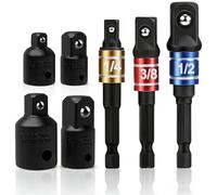 wohot 7Pcs Adaptateur Douille 1/2 3/8 1/4 Forets Hexagonale Adaptateur Set Clé d'écrou Reducteur Socket Adaptor Converter Clés à Rochet Embouts