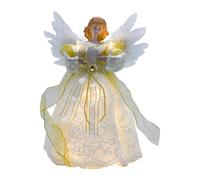 Woideklu Ange Lumineux pour Sapin de Noël, Figurine LED, Décoration de Noël En Tissu, Poupée Festive pour La Décoration Du Salon, Blanc et or