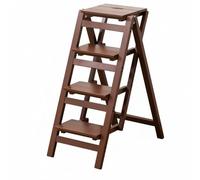 Woideklu Échelle Tabouret Pliable Banc Escabeau Bambou Massif Triangulaire 180 Kg Pliable Gain de Place Portable et Stable Adaptée à la Maison Cuisine Bibliothèque Bureau, Café, 4 Étapes