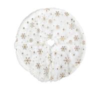 Woideklu Jupe de Sapin de Noël Ornement Arbre Base Festive Nappe Textile Confortable Pose Rapide Adaptée pour Salon Maison Porche, Flocon de Neige doré