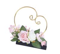 Woideklu Panier à Alliances, Porte-coussin Moderne, Support à Fleurs En Fer, En Forme de Cœur avec Décoration Florale et Plante Verte, Idéal pour Une Cérémonie, Rose