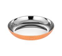 Woideklu Plat Service Rond Ciselé Robuste Plat Service Extérieur Cleur Cuivre Solide Plaque Ronde En Acier Inoxydable pr Repas Quotidien, 20CM