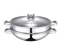 Baumalu Wok 2-en-1 32 cm inox – Couvercle verre, Tous feux dont induction – 343832