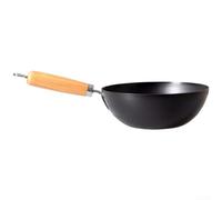 Wok 20cm Style Japonais en Fer Brut Non Traité Compatible Induction - Ustensile de Cuisine Ergonomique Friture Rapide(A-28CM)