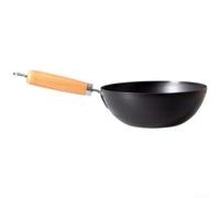 Wok 20cm Style Japonais en Fer Brut Non Traité Compatible Induction - Ustensile de Cuisine Ergonomique Friture Rapide(A-24CM)