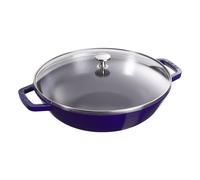 Wok 30 cm, avec couvercle en verre, bleu foncé, Staub