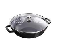 Wok 30 cm, avec couvercle en verre, noir, Staub