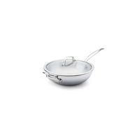 GreenPan Premier 5PLY Wok Inox 18/10 avec Couvercle Verre, 30 cm/4,74 L, Multicouche, Inox Poli, Compatible Induction, Lave-Vaisselle, Passe au Four 220 °C, Argent