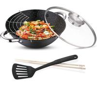 Wok à induction - fonte émaillée - polyvalent - 1 pièce
