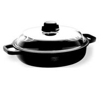 Wok à induction Risoli 28 cm avec 2 poignées et couvercle en verre, aluminium moulé sous pression, revêtement antiadhésif au titane, anthracite