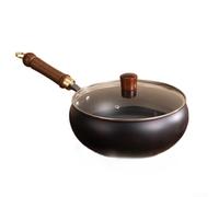Wok Acier 24cm pour bois Cuisson Induction Wok Acier 24cm pour(24cm with glass lid)