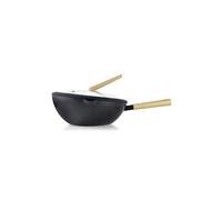 Ibili Wok 404230 – aluminium antiadhésif 30 cm avec couvercle verre noir