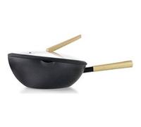 Ibili Wok 404230 – aluminium antiadhésif 30 cm avec couvercle verre noir