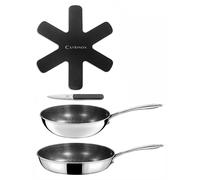 Wok de 24 cm, poêle de 28 cm, casserole de 28 cm et écumoire