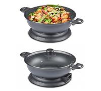 Techwood Wok électrique 3,6 L 1400W Noir - Revêtement antiadhésif, cuve détachable Ø32 cm