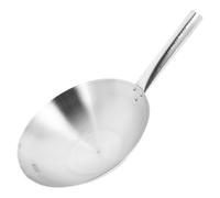 Wok en Acier Inoxydable Argenté, Conduction Rapide, Usage Polyvalent | Résistant à L’usure, Soudure de Poignée, Style Riveté, Cuisson Uniforme Plaque à Induction Style Aléatoire