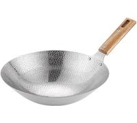 Wok en acier inoxydable pour induction - fond plat - wok de cuisine - poêle antiadhésive - 22 cm Wok pour induction