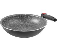 Wok en aluminium de 28 cm avec revêtement antiadhésif et poignée rabattable