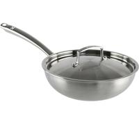 Wok en faitout en acier inoxydable - Idéal pour les plats sautés - Cuisine saine - Sans PFAS - 28 cm - Gris