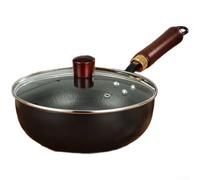 Wok en Fer pour forgé 24cm Antiadhésif Naturel Cuisson Saine(B) | Fer fin , patine naturelle , cuisson saine gras, pour idéal pour sauté quotidien, chaleur longue durée