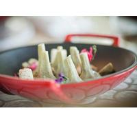 Wok en fonte avec couvercle en verre - 36 cm, 4,5 l, pour des plats à la poêle sains