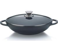 Wok en fonte d'aluminium + couvercle verre 32cm noir - Kela Line - 15157 - kerros