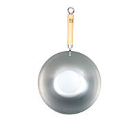 Wok fond plat 30 cm tôle acier blanche Be a Wok Star