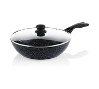 Westinghouse wok induction - 30cm poele wok anti adhésif - couvercle en verre - marbre noir noir G