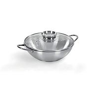 Wok inox 18/10, ø28 cm, capacité 3,75 lt, couvercle avec polomo aroma, fabriqué en Italie