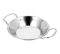 Wok Inox à Double Poignée, Poêle Ronde pour Soupes et Légumes | Acier Inoxydable Argenté, Surface Polie, Soudure Renforcée, Prise Antidérapante, Cuisson sur Table Cuisine Domestique