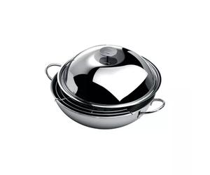Wok Inox Trilamine CRISTEL D34 cm + Couvercle Grille et Spatule SC