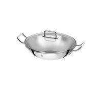 Zwilling Wok Plus inox 32 cm – sans revêtement, couvercle verre, compatible induction & four
