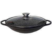 WOK Poêle wok Marmite wok Poignées en silicone Induction 36 cm Fonte d'aluminium Couvercle