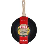 PYREX - Poêle Cook&Care aluminium recyclé - Tous feux - Revêtement antiadhésif sans PFAS - Résiste aux rayures - Compatible lave-vaisselle - Poignée effet bois (Ø28 cm (Wok))