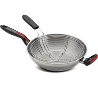 Wok rond/sofrito cocotte - noir rouge inox céramique - gaz induction - plaque vitrifiée