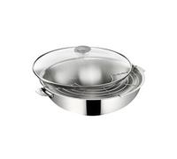 Wok Salvaspazio+ avec son couvercle 30 cm en inox - - Argent / Métallique - Acier Inoxydable (inox)
