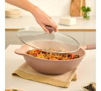 WOK STUDIO - Wok En Aluminium Moulé Avec Revêtement Céramique Moka