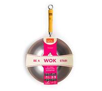Wok fond plat 30 cm tôle acier blanche Be a Wok Star