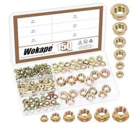 Wokape Assortiment de 150 écrous à bride hexagonaux en acier au carbone M3 M4 M5 M6 M8 M10 6 tailles métriques Écrous de sécurité hexagonaux avec denture (couleur galvanisée)