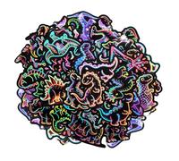 WOKICOR 56 Pièces Stickers Dinosaures Néon, Autocollants Vinyle Étanches et Amusants pour Enfants, Décoration pour Cahier, Ordinateur, Valise, Vélo, Skateboard, Bouteille d’Eau et Anniversaire