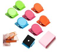 WOKICOR 8 Pinces Magnétiques Puissantes, Clips Magnétiques Multicolores pour Réfrigérateur, Tableau Blanc & Bureau, Aimants avec Pince Anti-Rayures et Bloc-Notes Offert